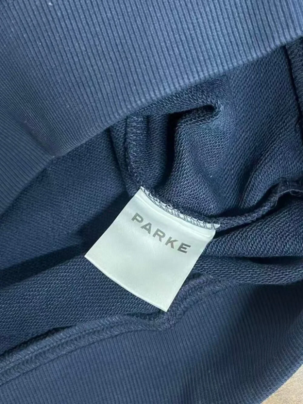 PARKE Navy Mock Neck Varsity Logo Sweatshirt